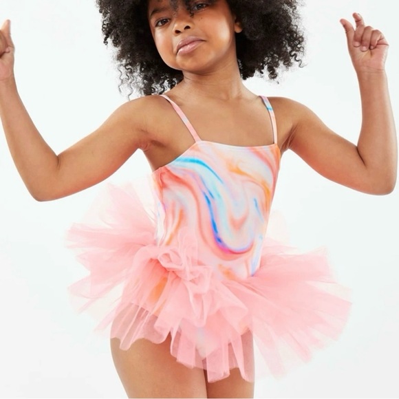 Iloveplum Other - iloveplum Brielle Willow Watercolor Tutu Swimsuit Small Girls One Piece